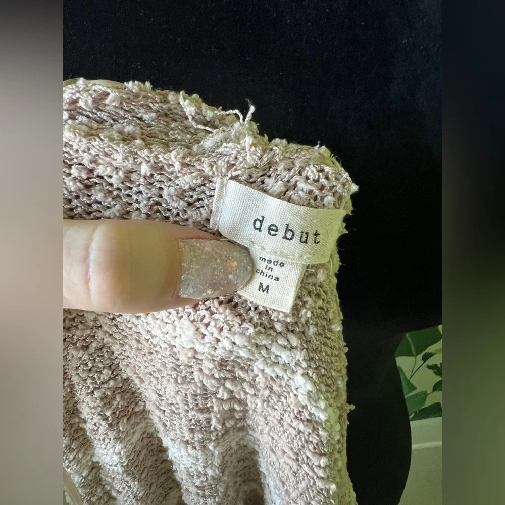 Debut Womens Brown‎ Cream Striped Cardigan Sweater Long Length Medium